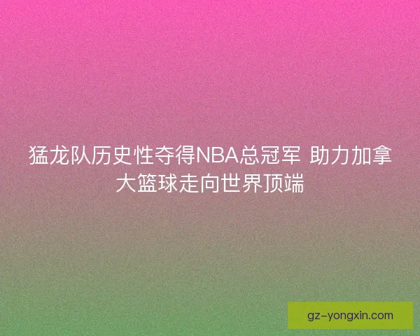 猛龙队历史性夺得NBA总冠军 助力加拿大篮球走向世界顶端